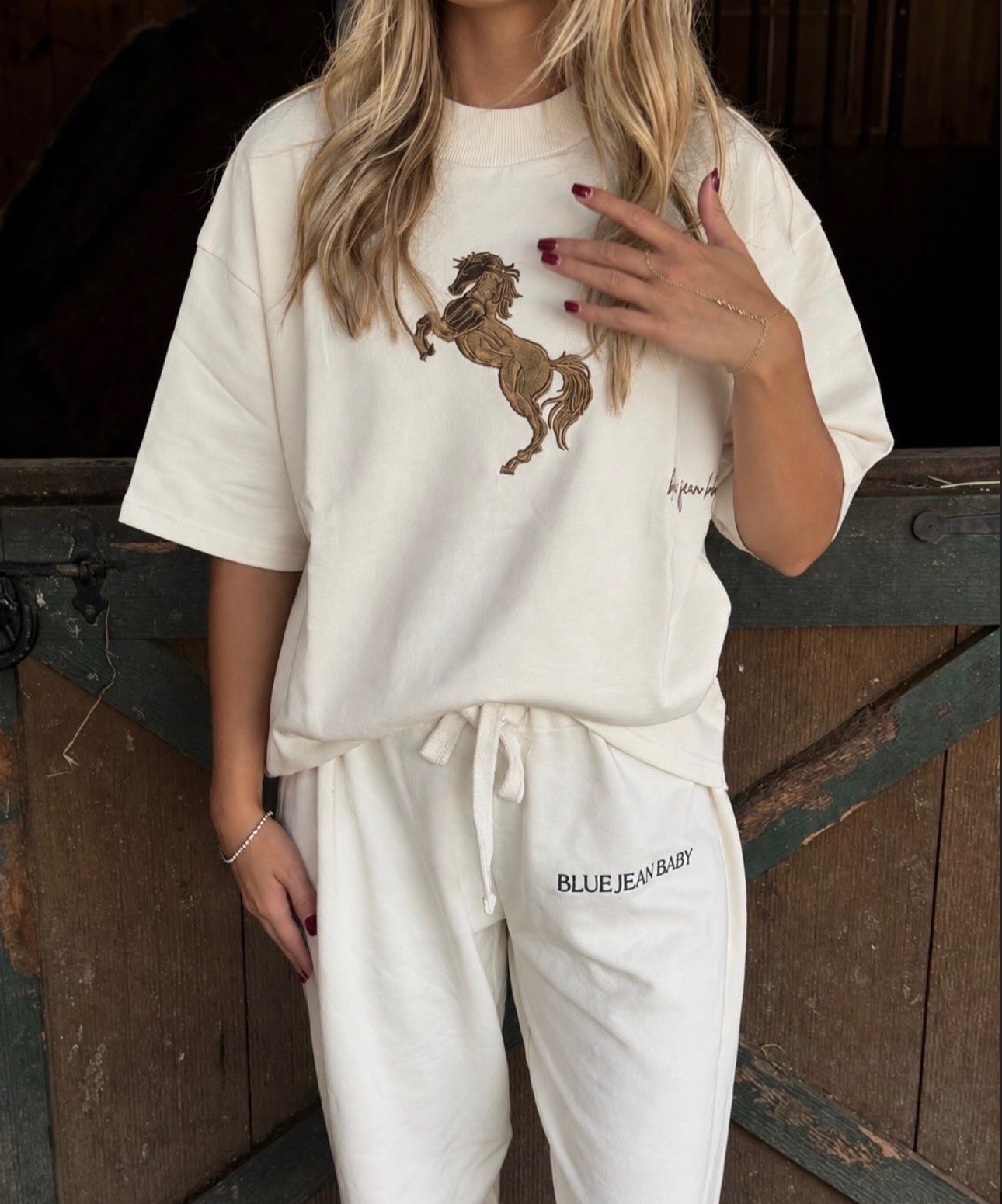 Cream horse tee